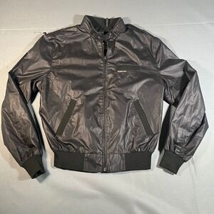 Vintage Members Only Rainbow Tag‎ Bomber Jacket Black Full Zip Size 40 FLAWS